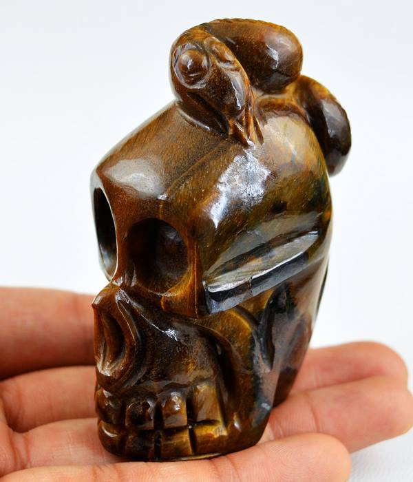 Gemstone Tiger Eye Hand Carved Skull by Shubham Jewels