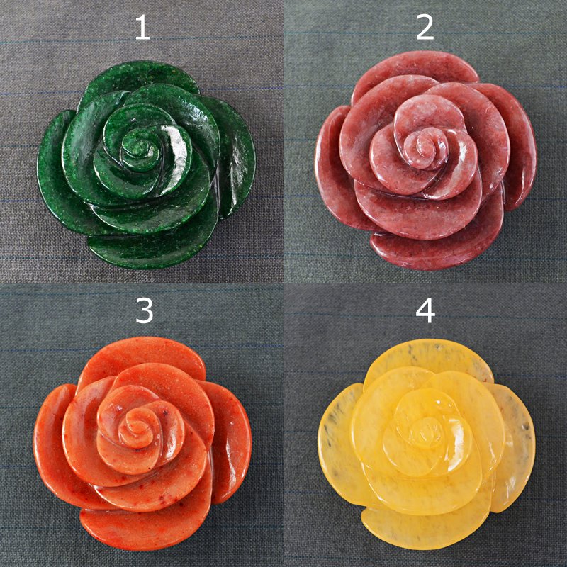 New - Real Gemstone Carved Roses